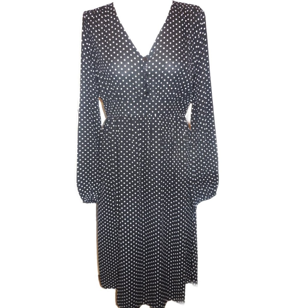 Dress Polka Dot NEW retro fit & flare long sleeve bellow knee summer party